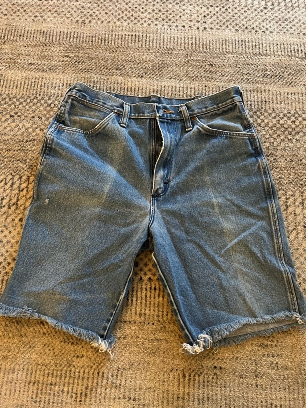 Wrangler Blue Cutoff Denim Shorts with Frayed Hem